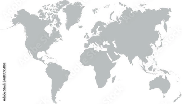 Fototapeta Grey Blank World Map.
