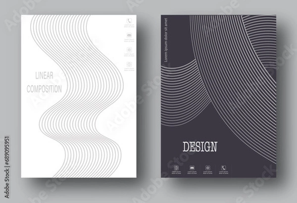 Obraz Linear composition. A set of templates for the design of banners, posters and posters. Layout of the book cover, brochures, booklets and catalogs. An idea for creative design.
