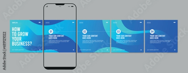 Fototapeta Set of Linkedin Carousel Post, editable social media Instagram carousel post, modern and creative business carousel post template, eps 10.
