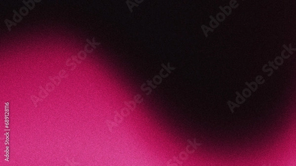 Fototapeta 4K Grainy pink and black colors background with noise. Pink rose and dark colors gradient background.