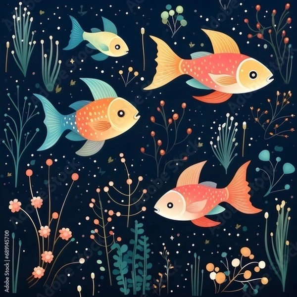 Obraz seamless pattern with fishes