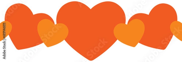 Fototapeta Happy Valentines Day decorated with hearts on png background. Red hearts isolated on transparent background.