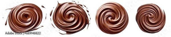 Fototapeta Collection of PNG. Top view of Chocolate swirl isolated on a transparent background.