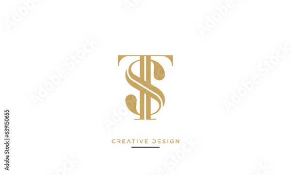 Obraz Alphabet letters ST or TS logo monogram