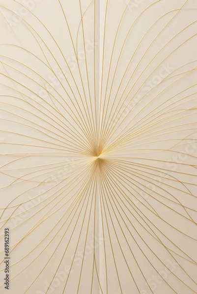 Fototapeta hyperbola and parabola patterns, kaleidoscopic, white leaf on textured gold paper created with Generative Ai