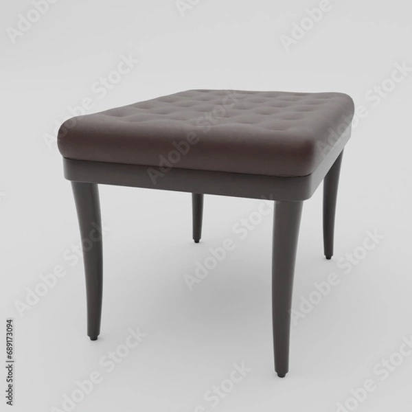 Fototapeta Leather Stool isolated on white background 3d rendering.