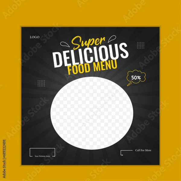 Obraz Vector food social media promotion banner post design template