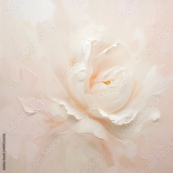 Fototapeta Close-up of a textured painting with strokes of pastel oil paint, creating a soft, tactile surface with artistic depth