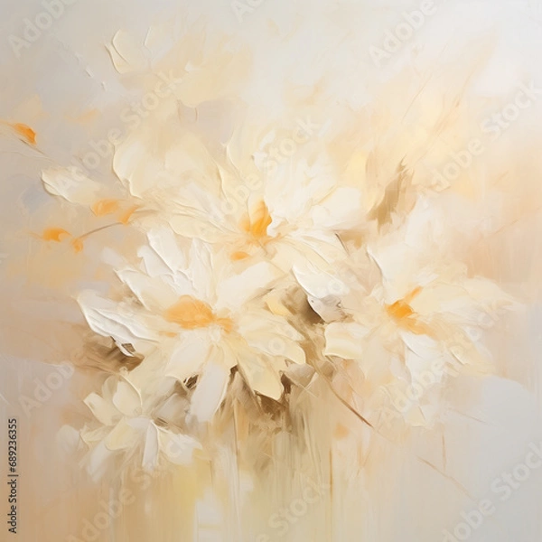 Fototapeta Close-up of a textured painting with strokes of pastel oil paint, creating a soft, tactile surface with artistic depth