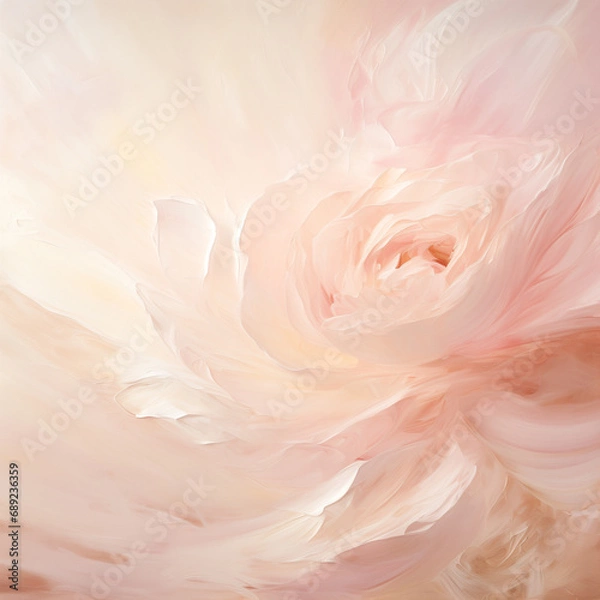 Fototapeta Close-up of a textured painting with strokes of pastel oil paint, creating a soft, tactile surface with artistic depth