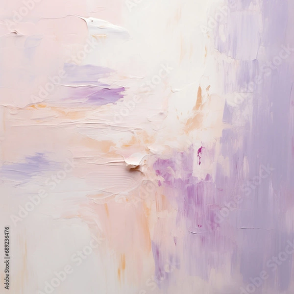 Fototapeta Close-up of a textured painting with strokes of pastel oil paint, creating a soft, tactile surface with artistic depth