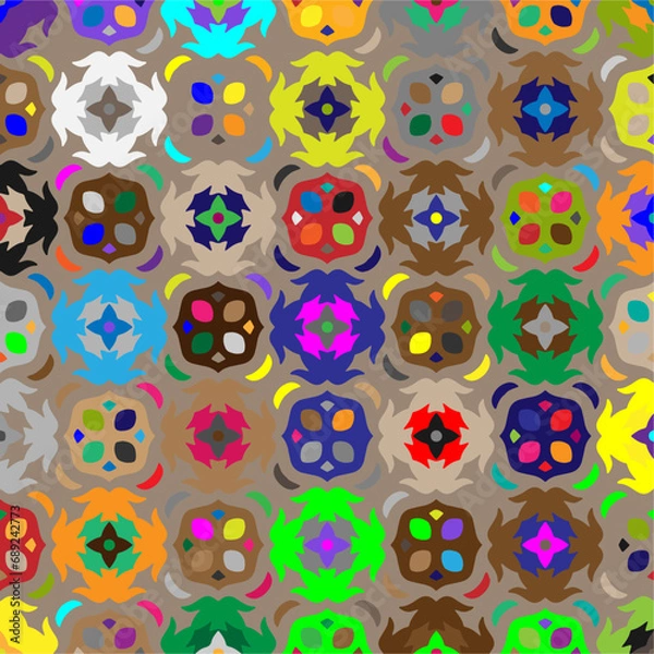 Fototapeta  Colorful background. Perfect for wallpaper, wrapping paper, pattern fills, greetings, web page background, Christmas and New Year greeting cards.
Color  mosaic.Abstract shape art with Colour pattern.