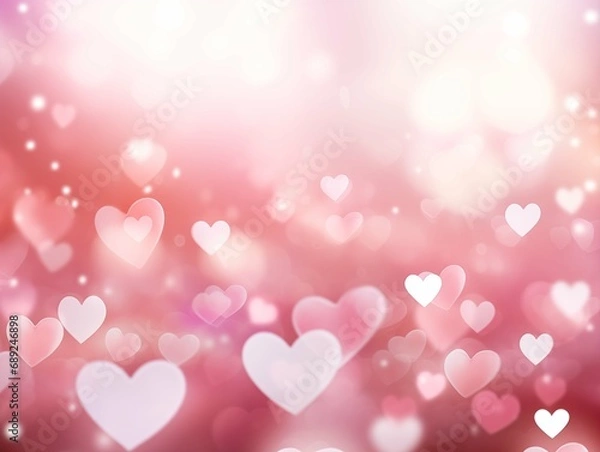 Fototapeta White heart bokeh on pink background, valentine concept