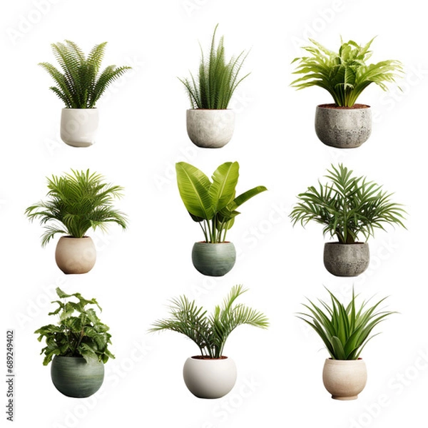 Obraz Potted tropical plant on transparent background or PNG file made with Ai generative technology