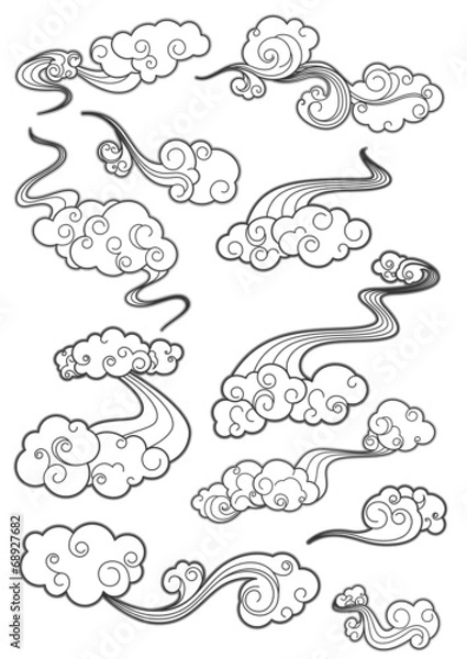 Fototapeta Retro clouds set