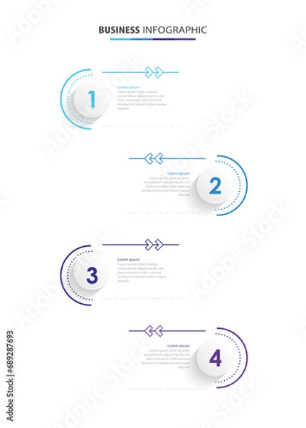 Obraz Business infographic process with circle template design with icons and 4 options or steps. Professional infographic or info chart template isolated on white background with multiple colors	

