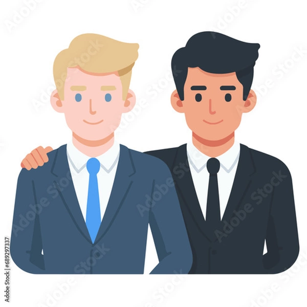 Fototapeta 外国人サラリーマンとアジア人サラリーマンのベクターイラスト