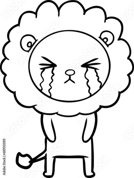 Fototapeta cartoon crying lion