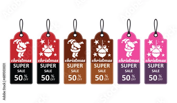Fototapeta Christmas Sales Tag Vector Design Creative Concept: Festive Discounts, Merry Delights!