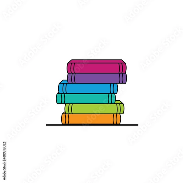 Obraz a stack of colored books on a white background