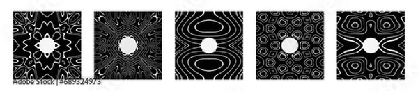 Fototapeta Chladni Figure Structures Vector Set - Visualization of Music - Resonating Cymatics Model Templates 
