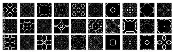 Fototapeta Chladni Figure Structures Vector Big Set - Visualization of Music - Resonating Cymatics Model Templates 

