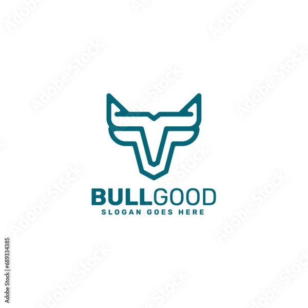 Fototapeta Vector Logo Illustration Strong Bull Line Art Style