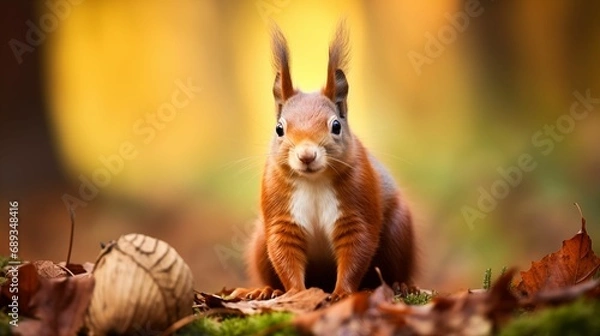 Fototapeta Image of a red squirrel in its natural habitat.
