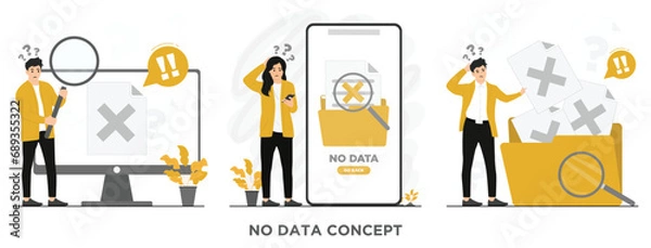Fototapeta Flat vector no data search error landing concept illustration