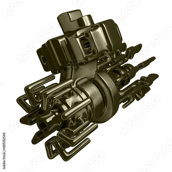 Fototapeta Metal abstract shape, 3d render