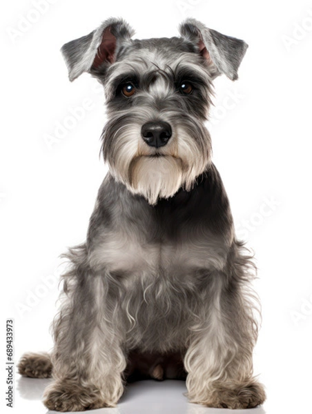 Obraz Miniature Schnauzer Dog Studio Shot Isolated on Clear Background, Generative AI