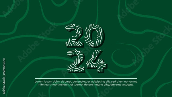 Fototapeta White and green vector happy new year 2024 banner with trendy style. Happy new year 2024 background