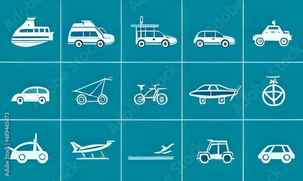 Obraz Vehicle Line Editable Icons set. Vector illustration in modern thin line style of transport icons types