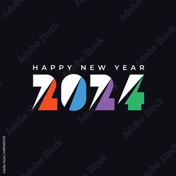 Obraz Happy New Year 2024 vector template design.
