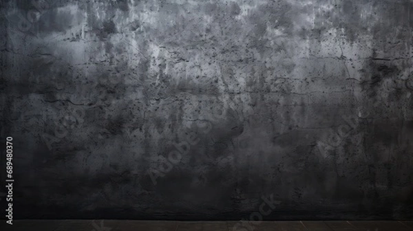 Fototapeta Dark concrete floor with a black wall texture, rough background