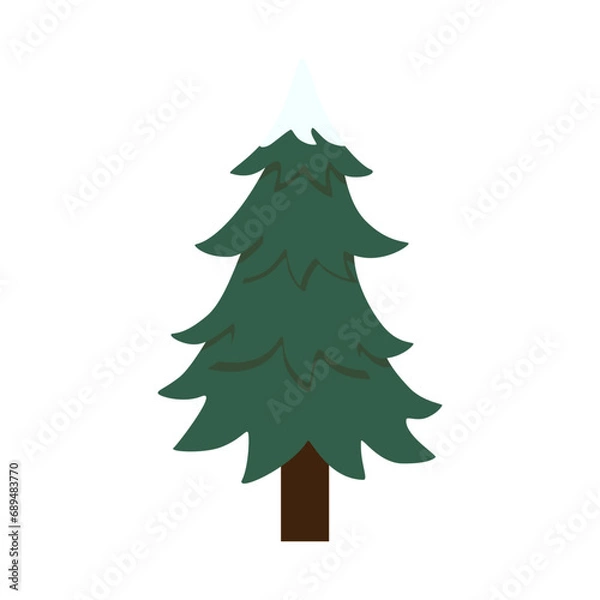 Fototapeta Christmas tree illustration with christmas ornament. Vector illustration isolated on white background, template for design, greeting card, invitation.