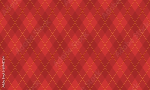 Fototapeta Christmas argyle seamless pattern with red diamond shapes. Argyle Pattern. Vector Repeating Textures.