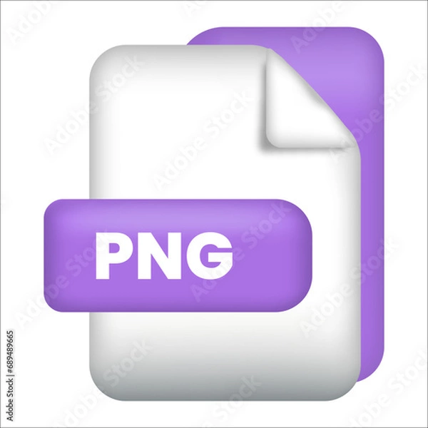 Fototapeta PNG file format icon. PNG file format 3d render icon with transparent background. PNG file format document color icon vector