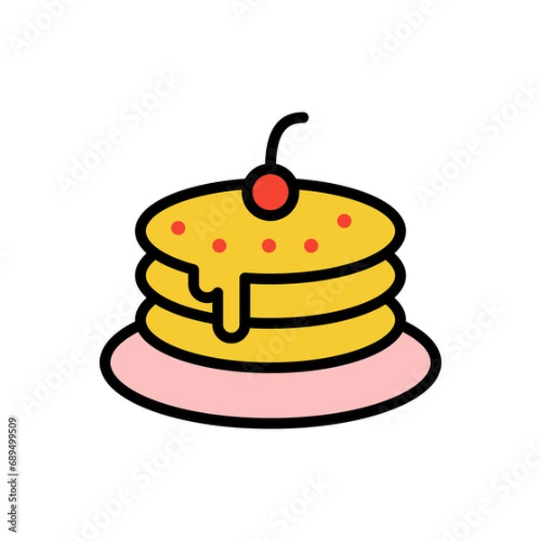 Fototapeta Pancake Icon Vector, Cartoon Style