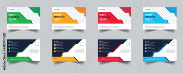 Fototapeta Modern Creative Corporate Post Card Template, Vector Template for Opening Invitation Editable, Professional Business Postcard Design, Event Card Design, Invitation Design, Direct Mail EDDM Template