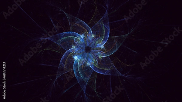 Fototapeta 3D manual rendering abstract blue fractal light background