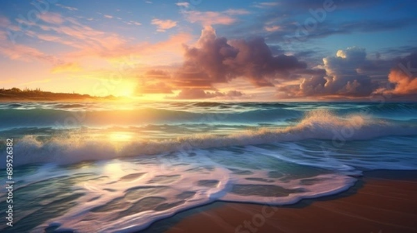 Obraz Sunrise, tropical beach. Generative AI