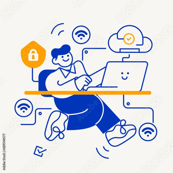 Obraz Happy state working illustration