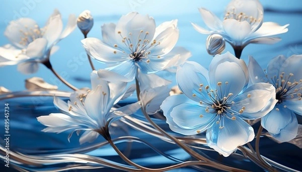 Fototapeta Translucent Blossoms: A Dance of Light and Water on Petals