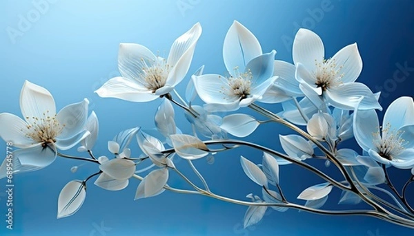 Fototapeta Translucent Blossoms: A Dance of Light and Water on Petals