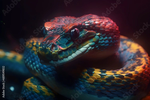 Fototapeta Close-up on a beautiful snake. 