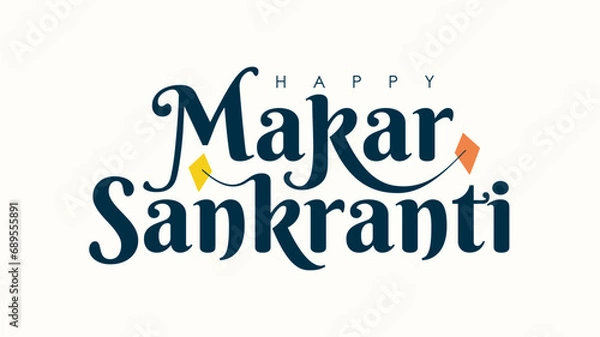 Fototapeta happy makar sankranti text design vector