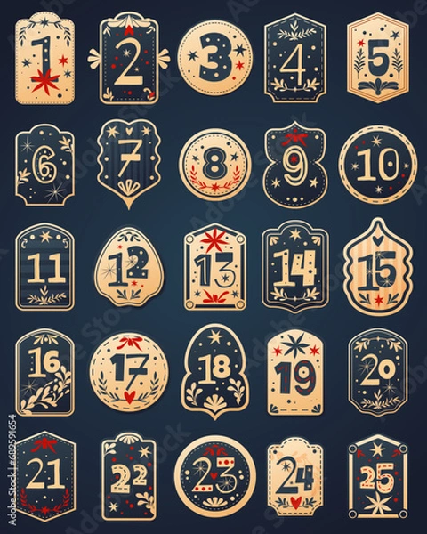Obraz New Year advent calendar labels