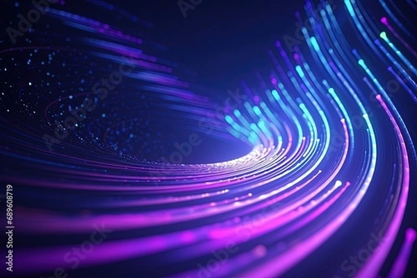 Fototapeta abstract futuristic background with pink blue glowing neon moving high speed wave lines and bokeh lights. Data transfer concept Fantastic wallpaper