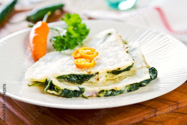 Obraz Spinach and cheese Quesadilla